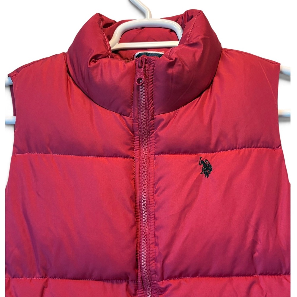 US Polo Assn Women's M Berry Pink Puffer Vest Full Zip Quilted Sleeveless